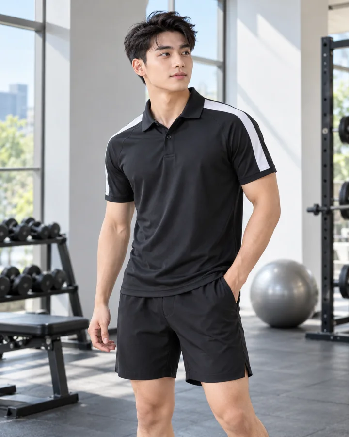 Áo thể thao Polo Nam Lux 2 màu Đen – Dáng thể thao