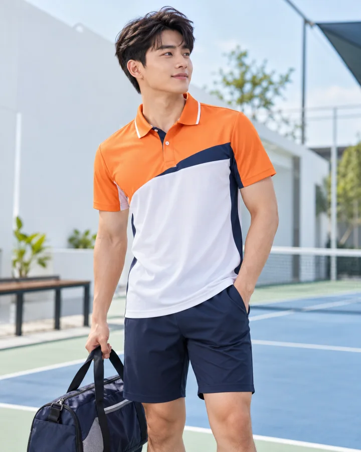 Áo thể thao Polo Nam Lux 2 màu Cam – Form nam