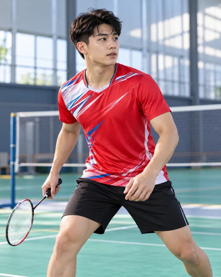 Áo Cầu Lông Pickleball Bóng Chuyền A4 Nam Màu Đỏ – Vải Coolmax