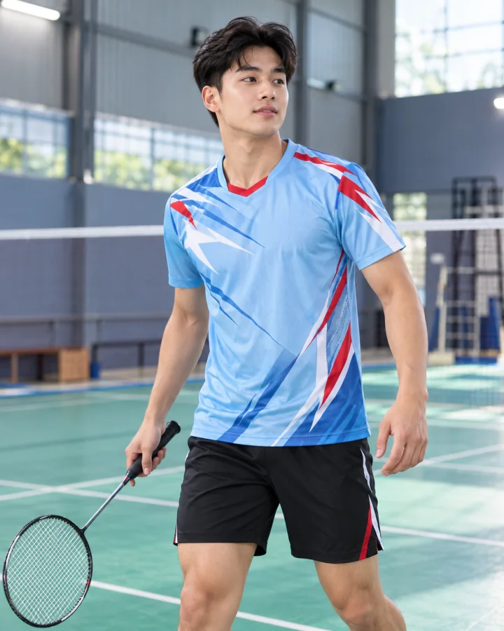 Áo Cầu Lông Pickleball Bóng Chuyền A4 Nam Màu Xanh Da – Dáng thể thao