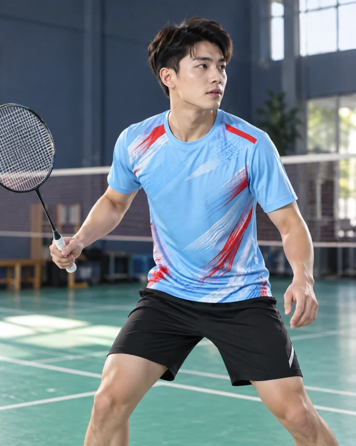 Áo Cầu Lông Pickleball Bóng Chuyền W9 Nam Màu Xanh Da – Vải Coolmax