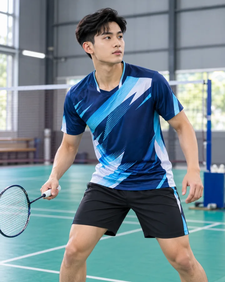 Áo Cầu Lông Pickleball Bóng Chuyền A4 Nam Màu Đỏ – Vải Coolmax Mẫu 097