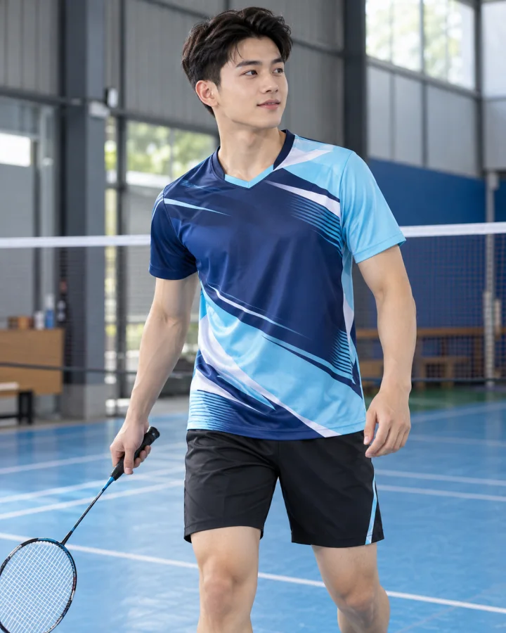Áo Cầu Lông Pickleball Bóng Chuyền A4 Nam Màu Xanh Da – Form nam