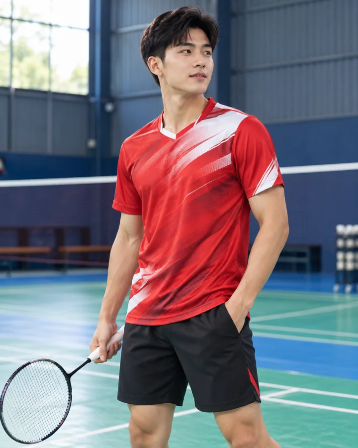 Áo Cầu Lông Pickleball Bóng Chuyền W9 Nam Màu Đỏ – Form nam
