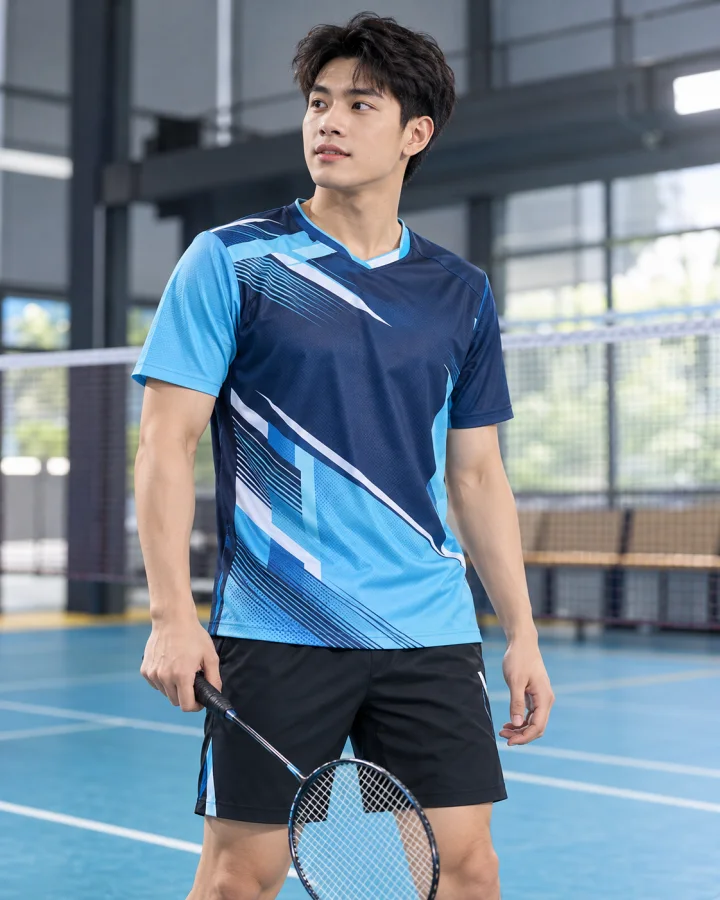 Áo Cầu Lông Pickleball Bóng Chuyền W9 Nam Màu Xanh Da – Vải Coolmax Mẫu 109