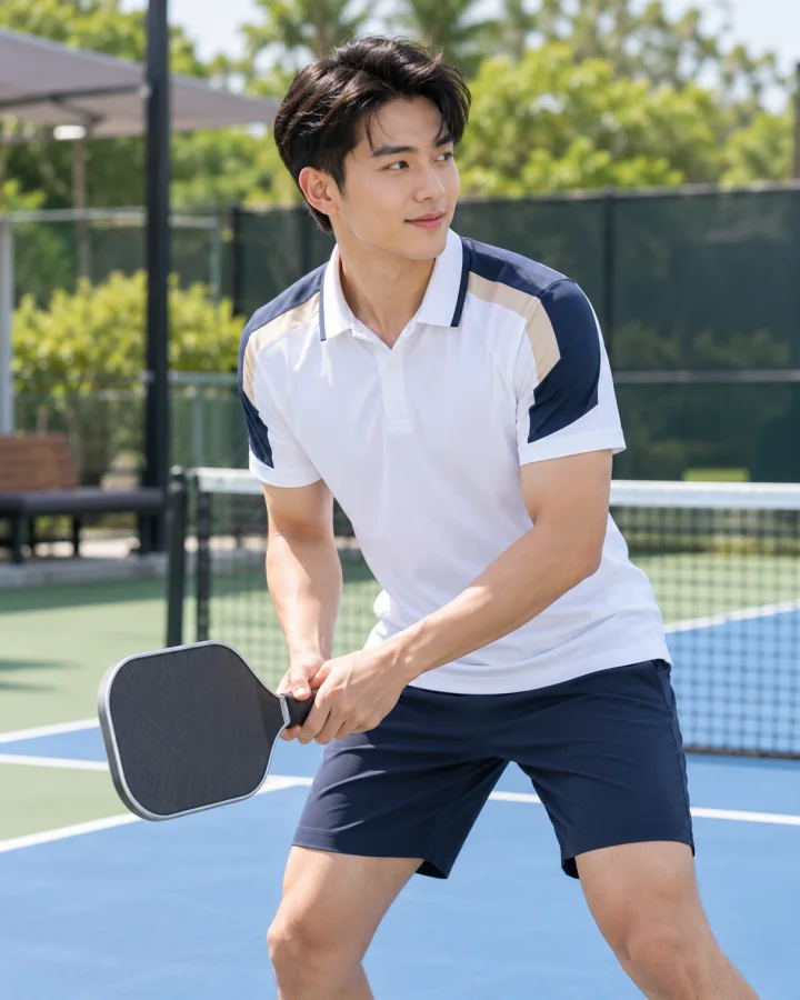 Áo Thể Thao Golf , Pickleball Cao Cấp G1 Nam Màu Trắng – Vải co giãn