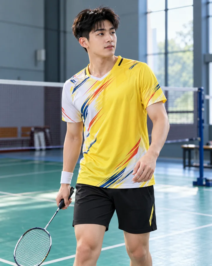 Áo cầu lông Pickleball tenis Nam P2 Màu Vàng – Co giãn 4 chiều