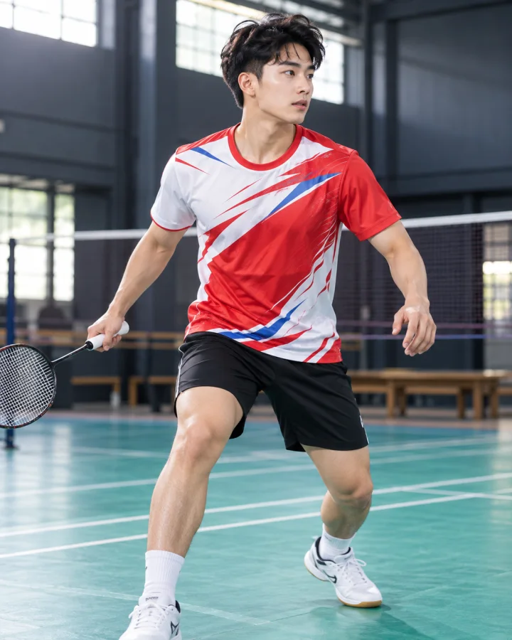 Áo cầu lông Pickleball tenis Nam P2 Màu Đỏ – Vải Coolmax