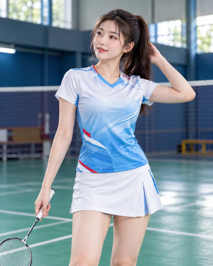 Áo cầu lông Pickleball tenis Nữ P2 Màu Xanh – Co giãn 4 chiều