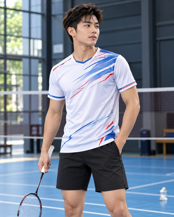 Áo cầu lông Pickleball tenis Nam P1 Màu trắng – Co giãn 4 chiều