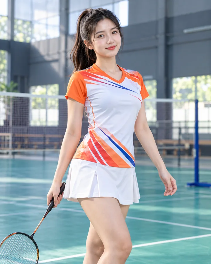 Áo cầu lông Pickleball tenis Nữ P1 Màu cam – Form nữ