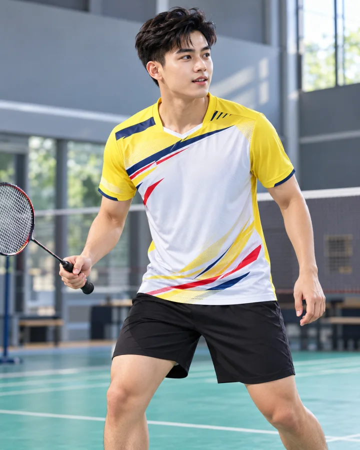 Áo cầu lông Pickleball tenis Nam P2 Màu Vàng – Co giãn 4 chiều Mẫu 158