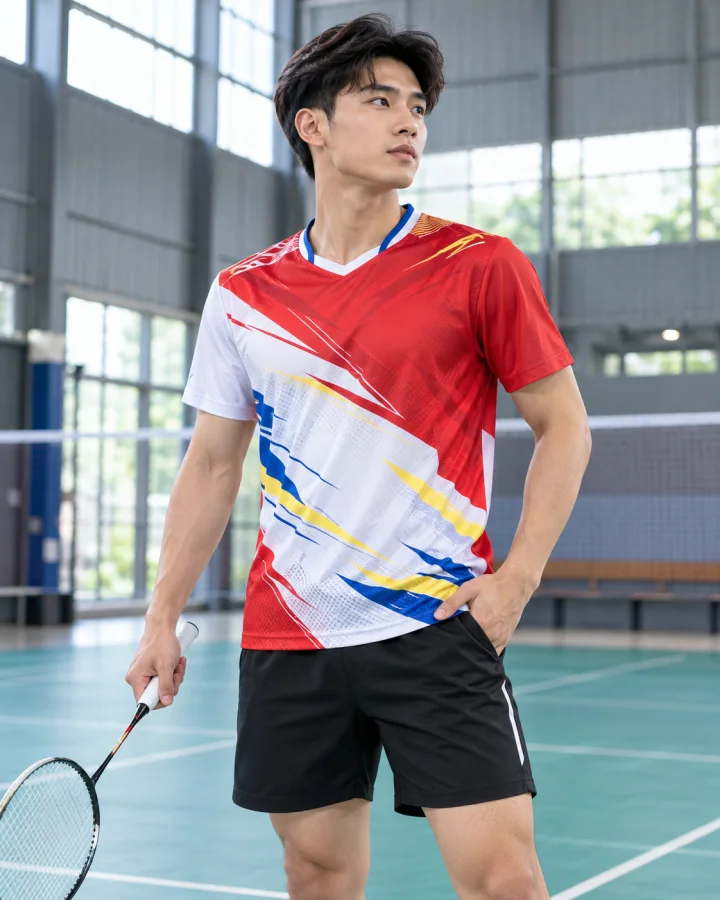 Áo Cầu Lông Pickleball Bóng Chuyền A4 Nam Màu Đỏ – Vải Cooling Fabric