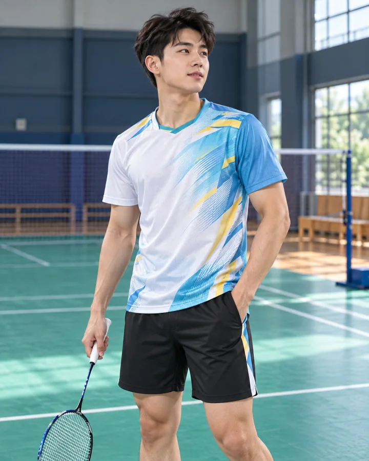 Áo Cầu Lông Pickleball Bóng Chuyền A4 Nam Màu Xanh Da – Form nam Mẫu 183