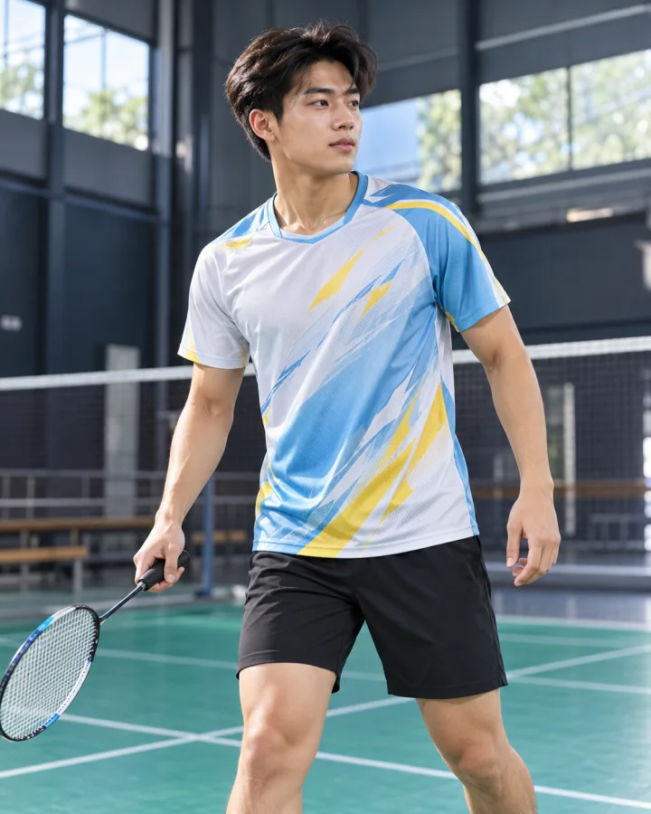 Áo Cầu Lông Pickleball Bóng Chuyền W9 Nam Màu Xanh Da – Vải Cooling Fabric