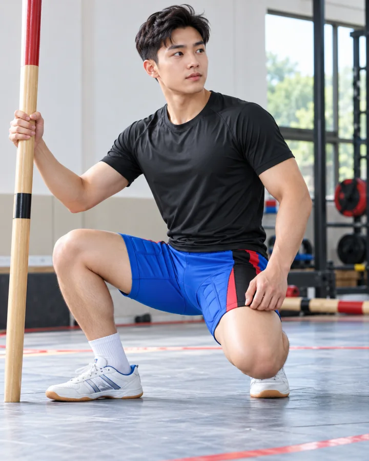 Quần Đùi Quần Short Thể Thao Môn Đẩy Gậy Màu Xanh Loại Tốt – Vải Dày – Có đệm ch Mẫu 214