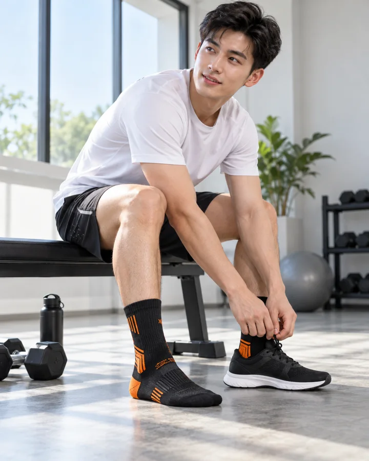 Tất thể thao 88 màu Đen Cam – Khử mùi